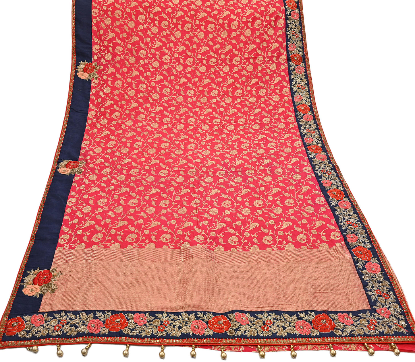 Rare Vintage Sari Pink Pure Silk Hand Embroidered Sarees Designer Sabyasachi 6Yd Sewing Ethnic Bollywood party wear saree