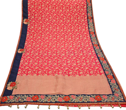 Rare Vintage Sari Pink Pure Silk Hand Embroidered Sarees Designer Sabyasachi 6Yd Sewing Ethnic Bollywood party wear saree
