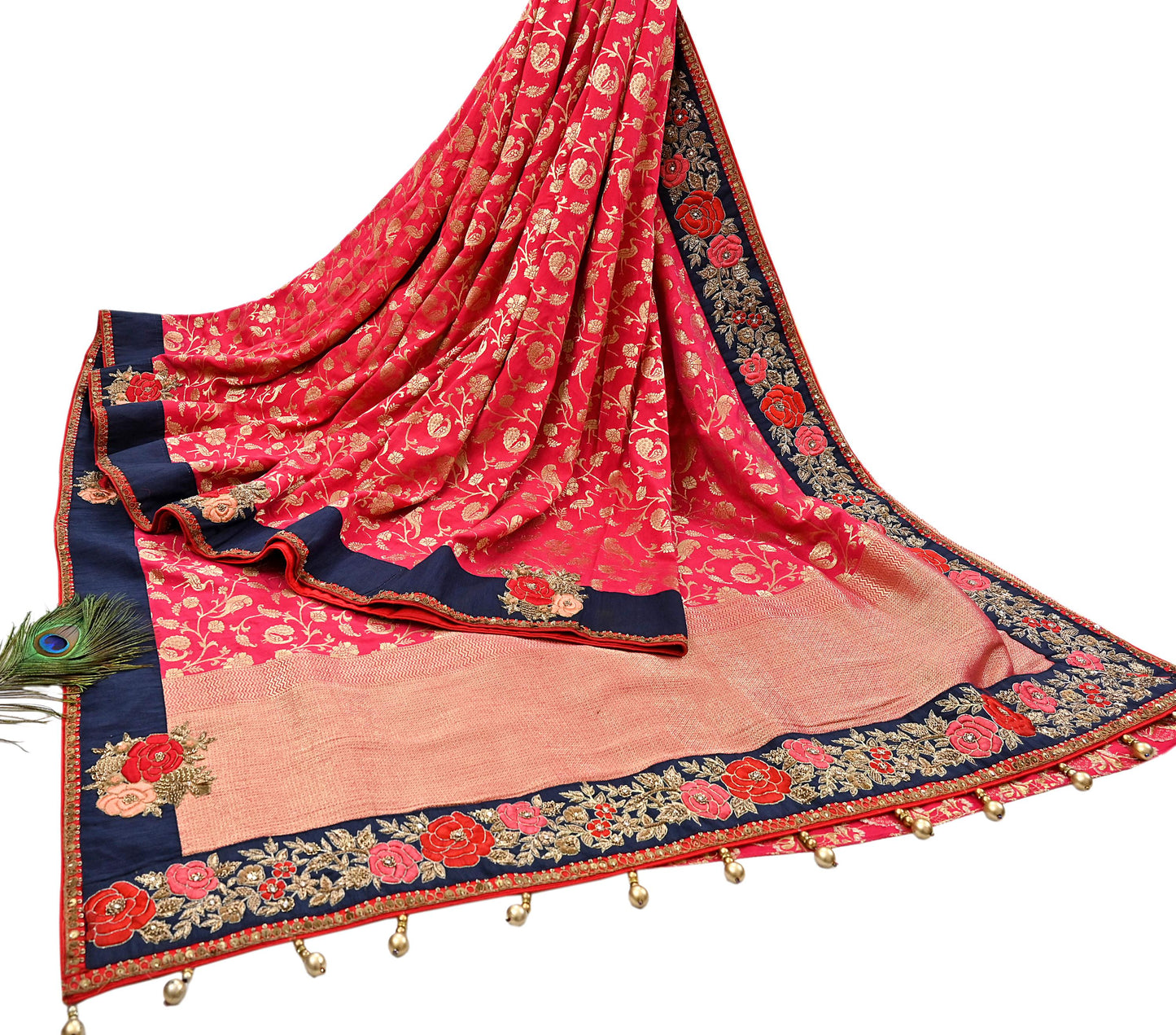 Rare Vintage Sari Pink Pure Silk Hand Embroidered Sarees Designer Sabyasachi 6Yd Sewing Ethnic Bollywood party wear saree