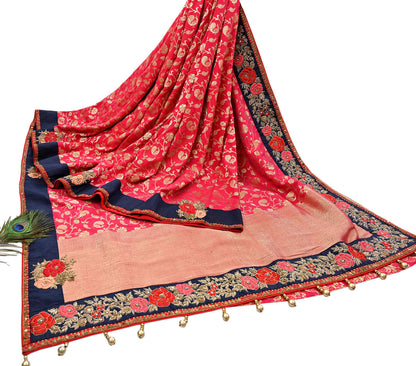 Rare Vintage Sari Pink Pure Silk Hand Embroidered Sarees Designer Sabyasachi 6Yd Sewing Ethnic Bollywood party wear saree
