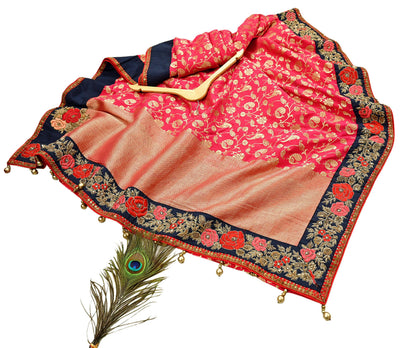 Rare Vintage Sari Pink Pure Silk Hand Embroidered Sarees Designer Sabyasachi 6Yd Sewing Ethnic Bollywood party wear saree