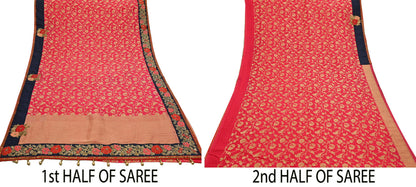 Rare Vintage Sari Pink Pure Silk Hand Embroidered Sarees Designer Sabyasachi 6Yd Sewing Ethnic Bollywood party wear saree