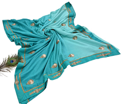 Rare Green Pure Silk Saree Zardozi Hand Embroidered Designer Sabyasachi Sari 6 Yard Bollywood Party Wear with Blouse Fabric