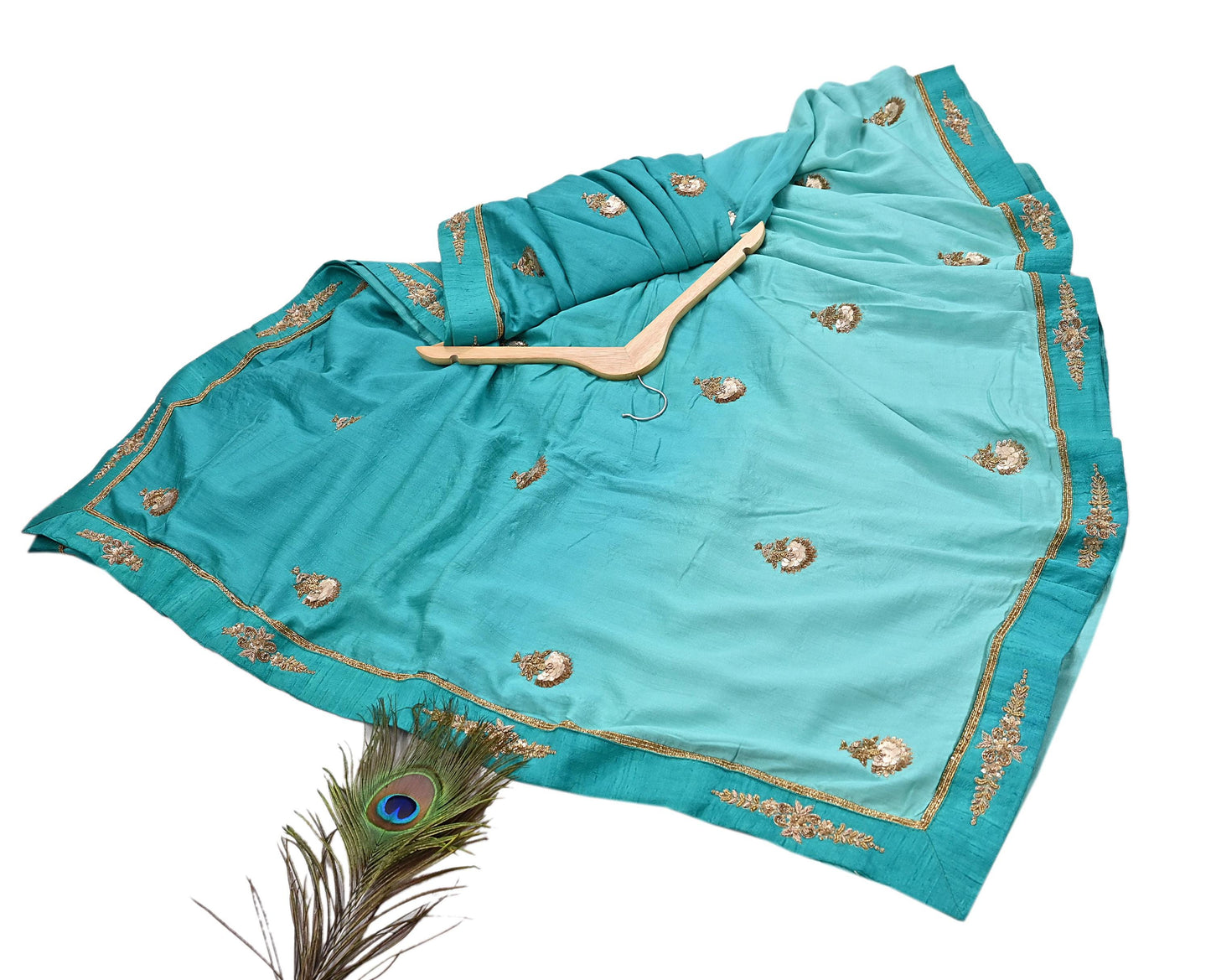 Rare Green Pure Silk Saree Zardozi Hand Embroidered Designer Sabyasachi Sari 6 Yard Bollywood Party Wear with Blouse Fabric
