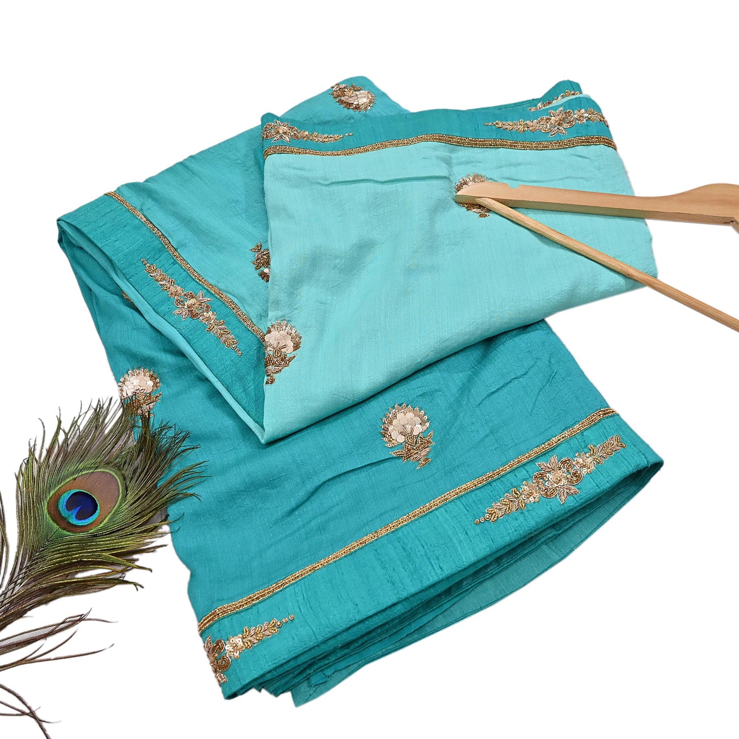 Rare Green Pure Silk Saree Zardozi Hand Embroidered Designer Sabyasachi Sari 6 Yard Bollywood Party Wear with Blouse Fabric
