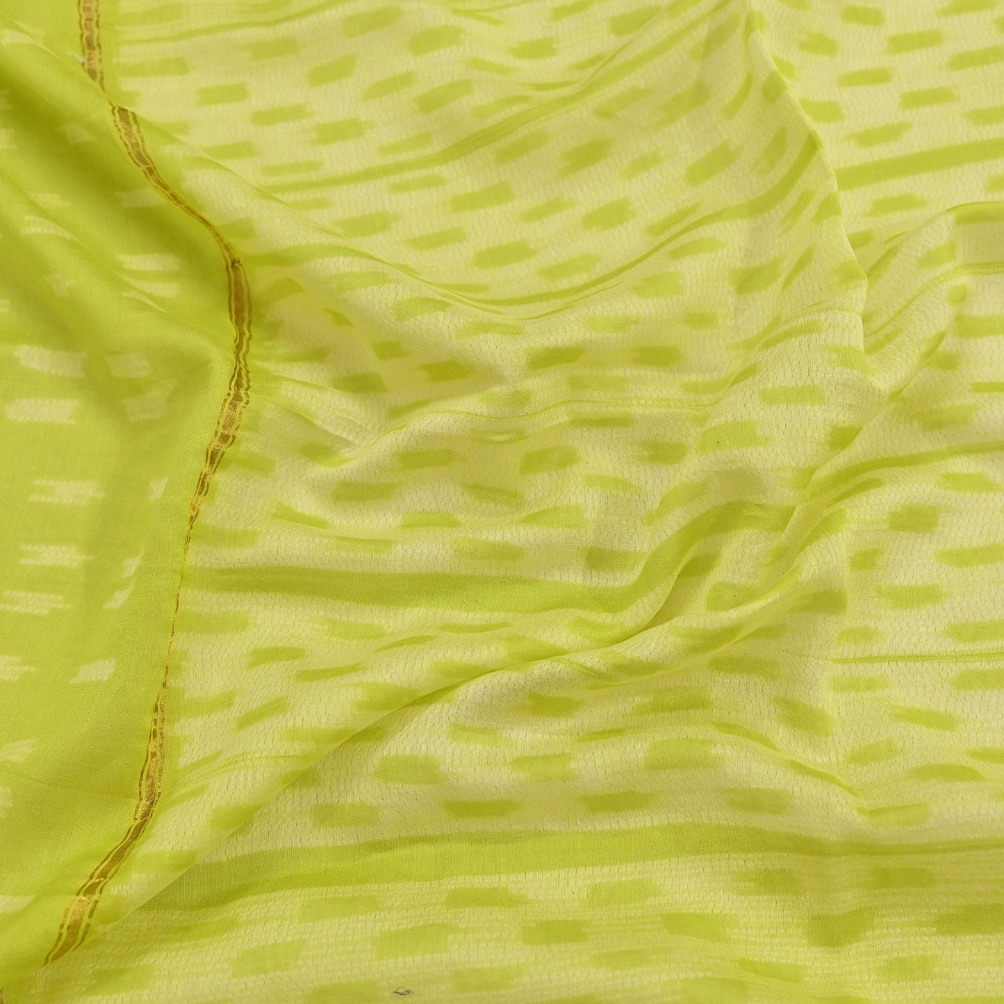 Indian Vintage Dupatta Green Dupatta Long Stole Block Print Pure Chanderi Silk Scarves Veil Golden Zari