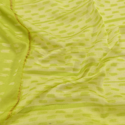 Indian Vintage Dupatta Green Dupatta Long Stole Block Print Pure Chanderi Silk Scarves Veil Golden Zari