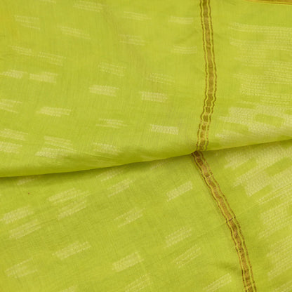 Indian Vintage Dupatta Green Dupatta Long Stole Block Print Pure Chanderi Silk Scarves Veil Golden Zari