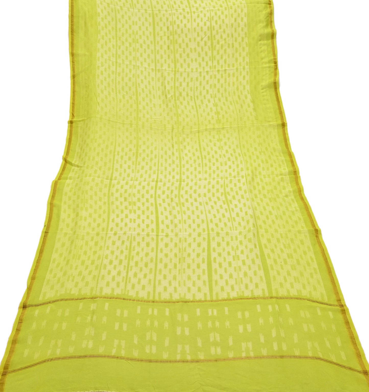 Indian Vintage Dupatta Green Dupatta Long Stole Block Print Pure Chanderi Silk Scarves Veil Golden Zari
