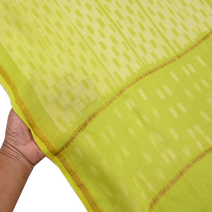 Indian Vintage Dupatta Green Dupatta Long Stole Block Print Pure Chanderi Silk Scarves Veil Golden Zari