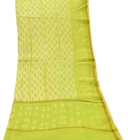 Indian Vintage Dupatta Green Dupatta Long Stole Block Print Pure Chanderi Silk Scarves Veil Golden Zari