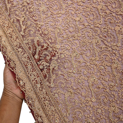Indian Vintage Heavy Luxury Wedding Maroon Dupatta Net Mesh Long Stole Hand Embroidered Scarves Zardozi Zari Sequins Dridal Veil Hijab