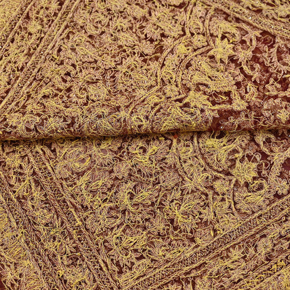 Indian Vintage Heavy Luxury Wedding Maroon Dupatta Net Mesh Long Stole Hand Embroidered Scarves Zardozi Zari Sequins Dridal Veil Hijab
