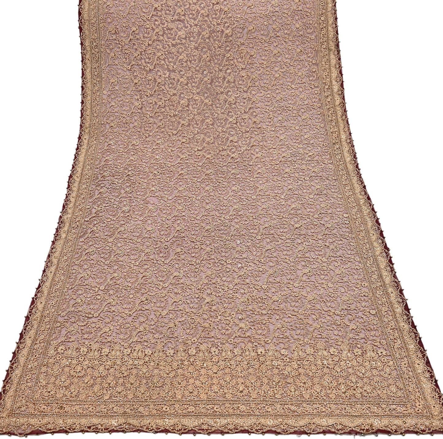 Indian Vintage Heavy Luxury Wedding Maroon Dupatta Net Mesh Long Stole Hand Embroidered Scarves Zardozi Zari Sequins Dridal Veil Hijab