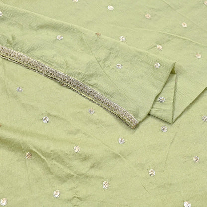 Indian Vintage Dupatta Pista Green Artificial Silk Long Stole hand Embroidered Leheria Scarves Floral Design Stole Veil Wrap