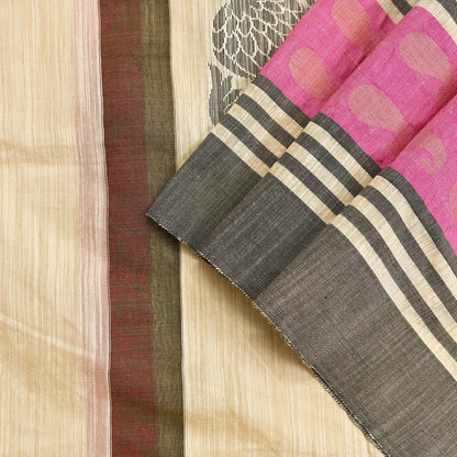 Indian Vintage Ivory Dupatta Long Stole Artificial Silk hand Woven Scarves Veil Scarf Wrap Hippie Boho Soft Floral Fringes