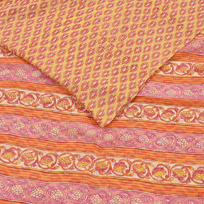 Indian Vintage Sari Yellow Pure Chiffon Silk Printed Saree 5Yd Craft Fabric Sewing Soft Light Sari Dress Making Quilting For Crating
