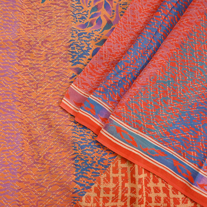 Indian Vintage Sari Multi Pure Georgette Silk Printed Sarees 6Yd Craft Fabric Sewing Quilting Dress making Crafting Dress Designing