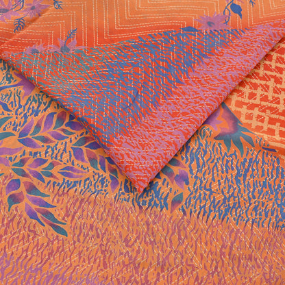 Indian Vintage Sari Multi Pure Georgette Silk Printed Sarees 6Yd Craft Fabric Sewing Quilting Dress making Crafting Dress Designing