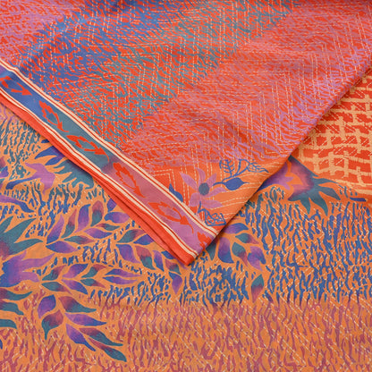 Indian Vintage Sari Multi Pure Georgette Silk Printed Sarees 6Yd Craft Fabric Sewing Quilting Dress making Crafting Dress Designing