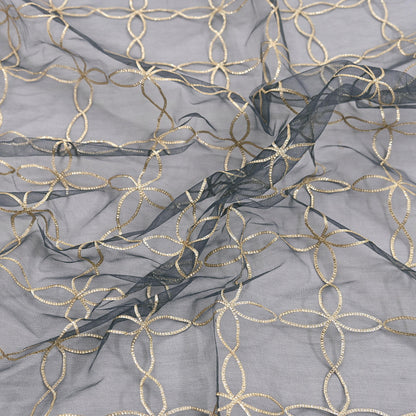 Indian Vintage Gray Dupatta Net Mesh Long Stole Hand Embroidered Gota Patti Scarves Veil