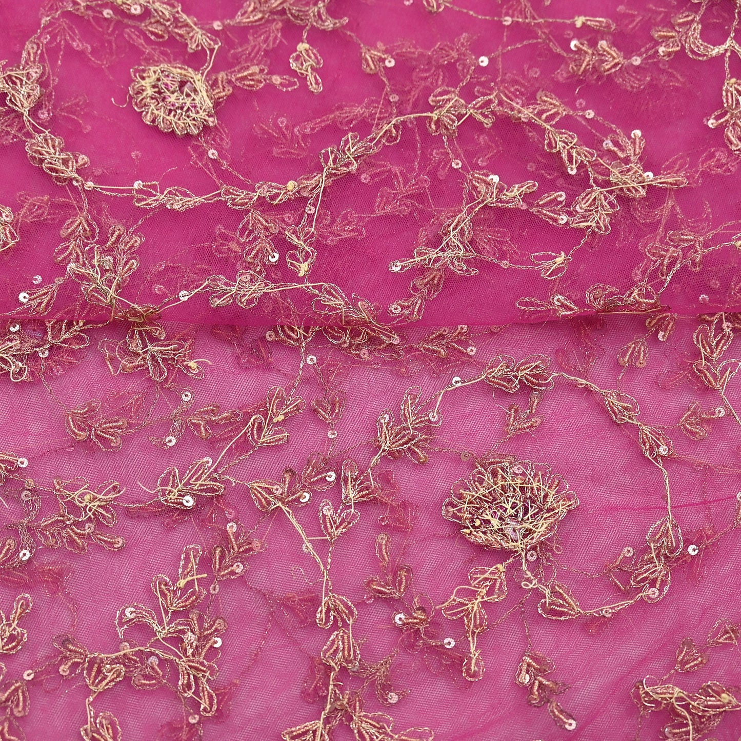 Indian Vintage Pink Dupatta Net Mesh Long Stole Hand Embroidered Scarves Zardozi Zari Sequins Hijab Veil wrap Boho