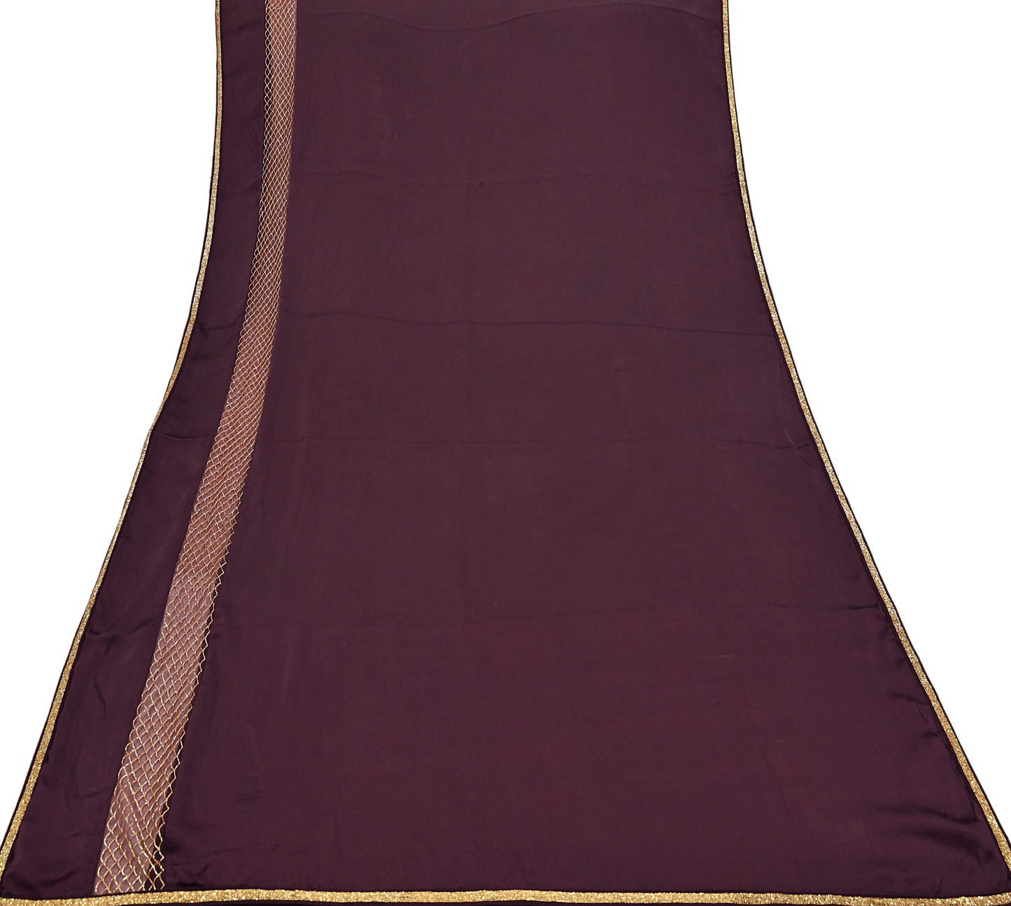 Rare Vintage Purple Pure Satin Silk Saree Hand Embroidered Fabric 5.5 Yards Sari Bollywood Party Wear Ethnic Designer Saree