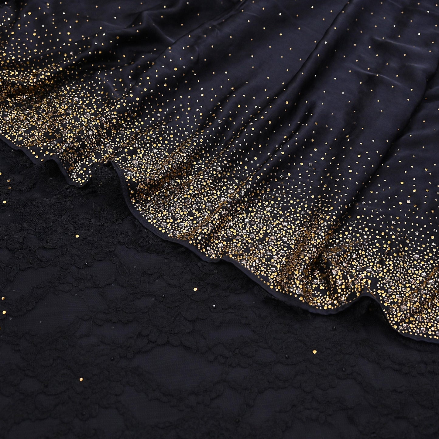 Rare Vintage Black  Net Pure Satin Silk Saree Hand Embroidered Fabric 5 Yards Sari Bollywood Party Wear Ethnic Designer Saree