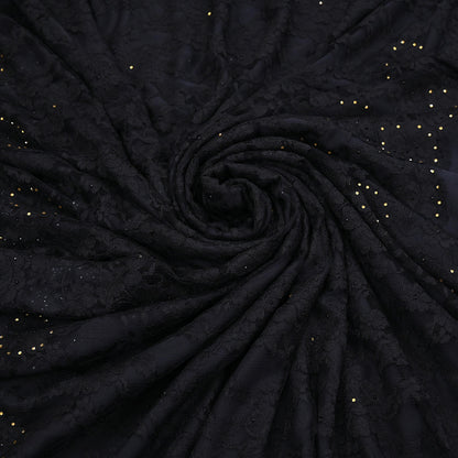Rare Vintage Black  Net Pure Satin Silk Saree Hand Embroidered Fabric 5 Yards Sari Bollywood Party Wear Ethnic Designer Saree