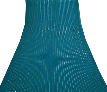 Indian Vintage Teal Blue Saree Pure Georgette Silk Hand Beaded Sari Craft Fabric 5Yd Zari Ethnic Bridal/Wedding Sarees Bollywood sari