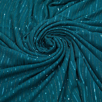 Indian Vintage Teal Blue Saree Pure Georgette Silk Hand Beaded Sari Craft Fabric 5Yd Zari Ethnic Bridal/Wedding Sarees Bollywood sari