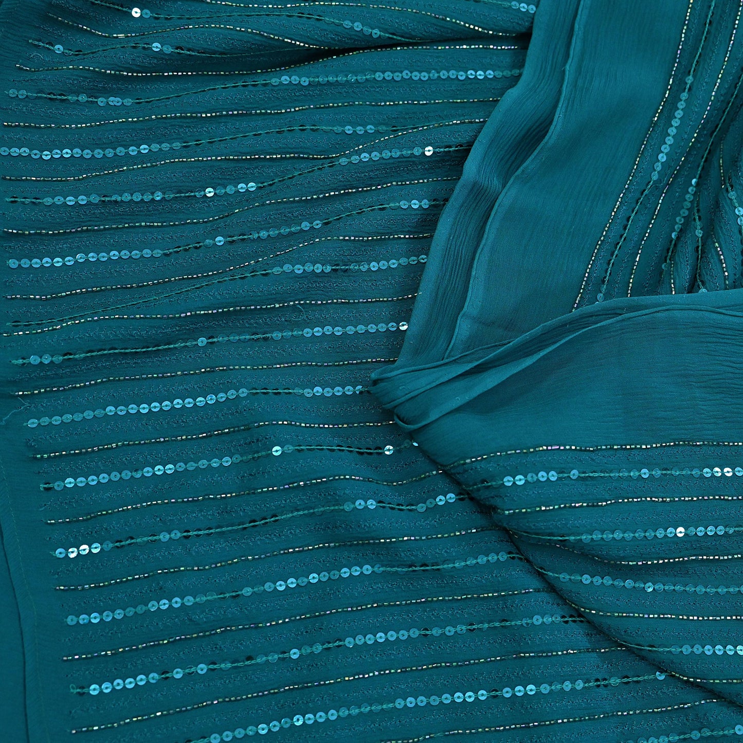 Indian Vintage Teal Blue Saree Pure Georgette Silk Hand Beaded Sari Craft Fabric 5Yd Zari Ethnic Bridal/Wedding Sarees Bollywood sari
