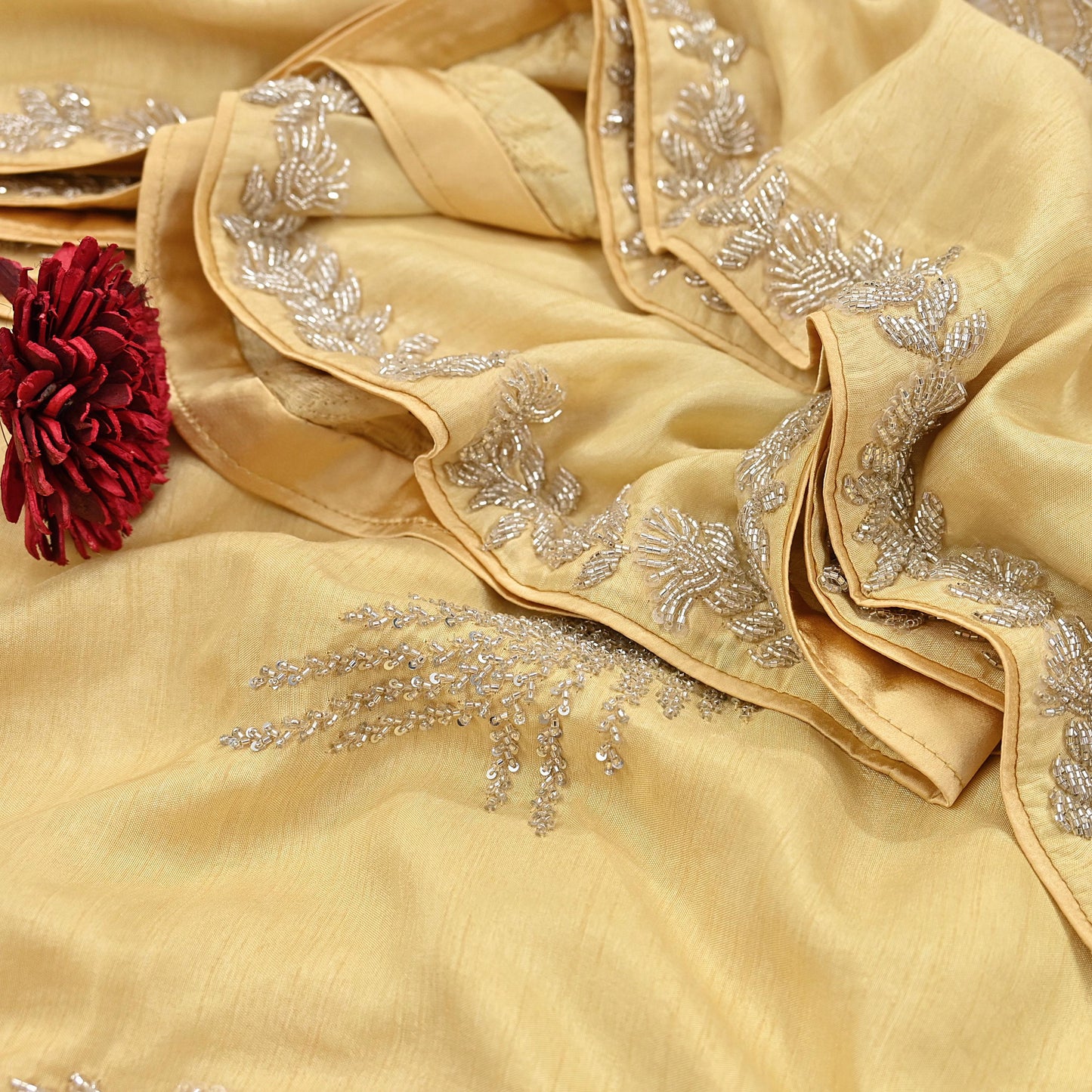 Rare Vintage Yellow Blend Silk Saree Hand Embroidered Fabric 5.5 Yard Sari Bollywood Party Wear Ethnic Designer Saree