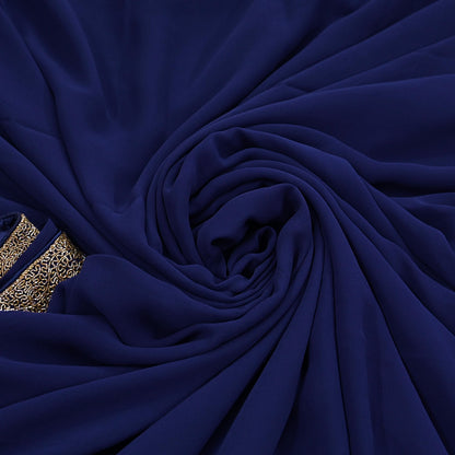 Indian Vintage Deep Blue Saree Pure Georgette Silk Hand Beaded Sari 5Yd Zari Ethnic Designer Sabyasachi Sarees Bollywood sari