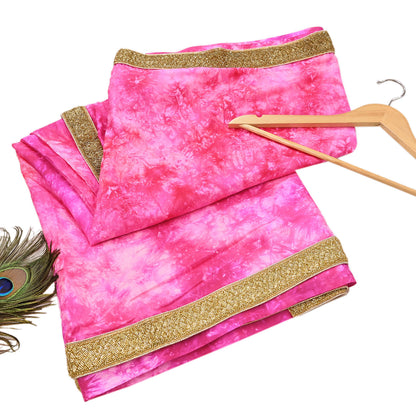 Rare Vintage Purple & Pink Pure Silk Saree Hand Embroidered Tie dye Fabric 5.5 Yards Sari Bollywood Party Wear Ethnic Designer Saree