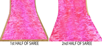 Rare Vintage Purple & Pink Pure Silk Saree Hand Embroidered Tie dye Fabric 5.5 Yards Sari Bollywood Party Wear Ethnic Designer Saree