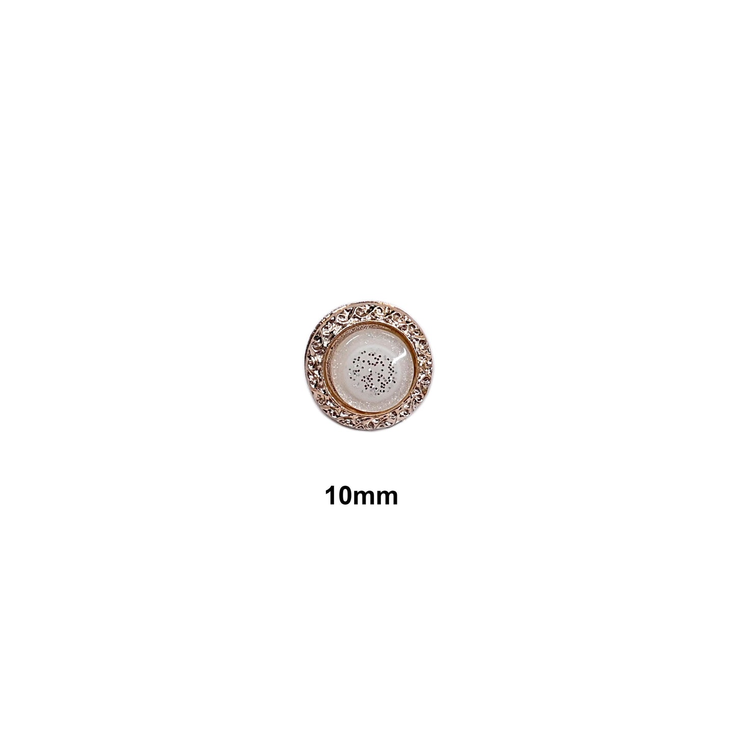 Indian white & Golden Buttons Set of 24, 10mm Small Single Hole Buttons, Metal Shank Buttons for Shirts Jackets Sewing DIY Crafts