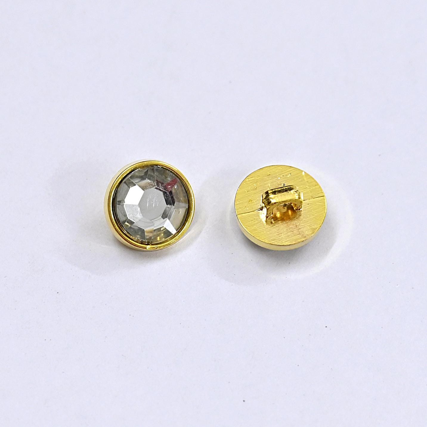 Indian Gold Crystal Shank Buttons Set of 24, 10mm Rhinestone Buttons, Decorative Sewing Buttons for Shirts Jackets DIY Craft Supplies