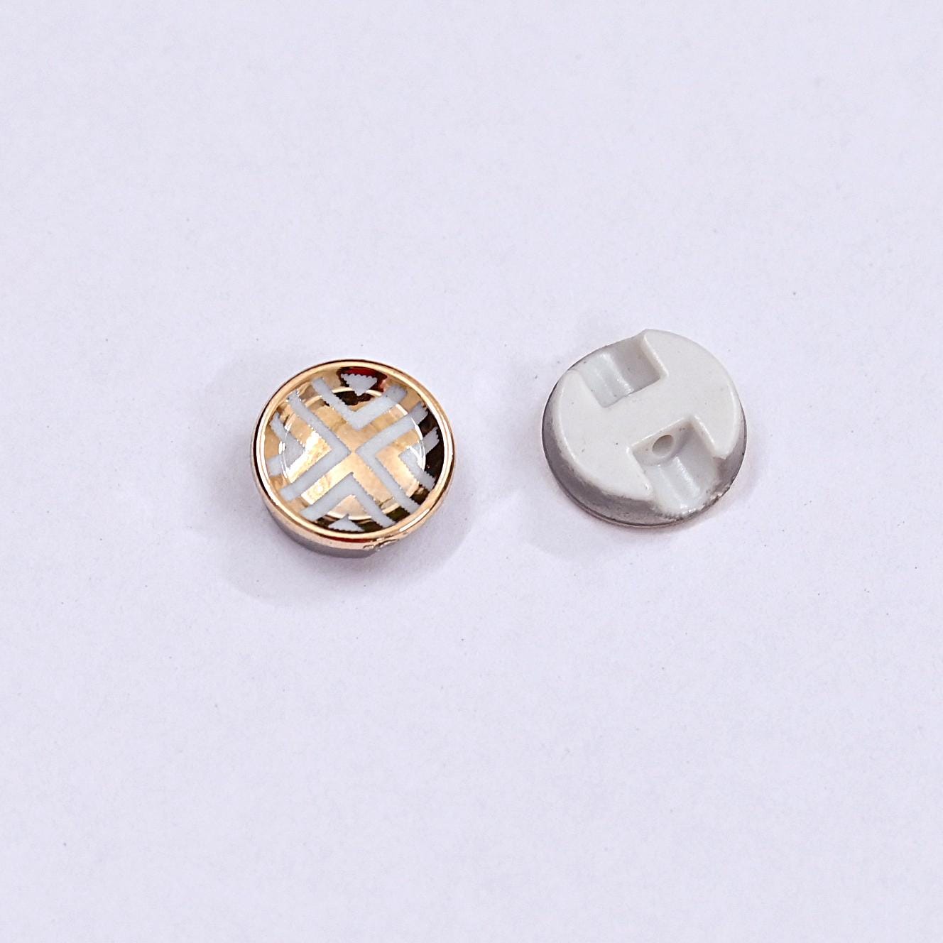 Indian Golden Buttons Set of 24, 10mm Small Single Hole Buttons, Metal Shank Buttons for Shirts Jackets Sewing DIY Crafts