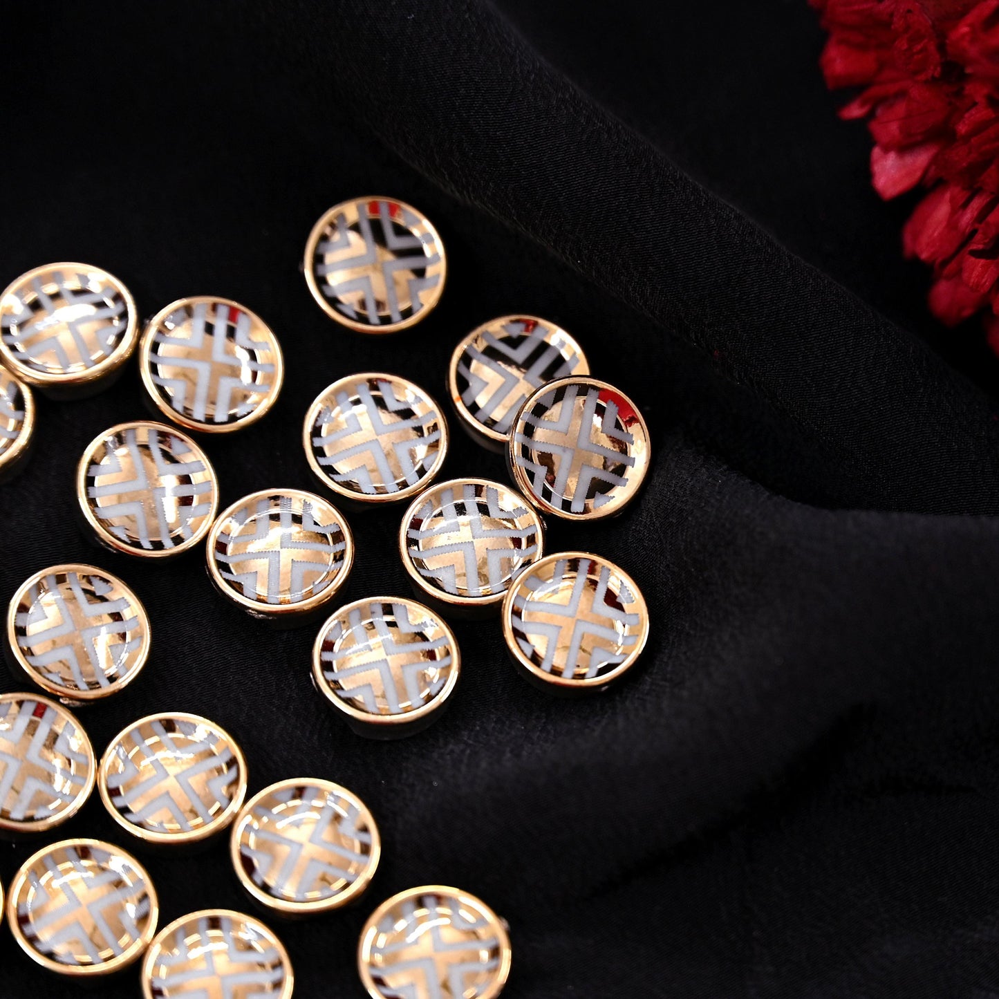 Indian Golden Buttons Set of 24, 10mm Small Single Hole Buttons, Metal Shank Buttons for Shirts Jackets Sewing DIY Crafts