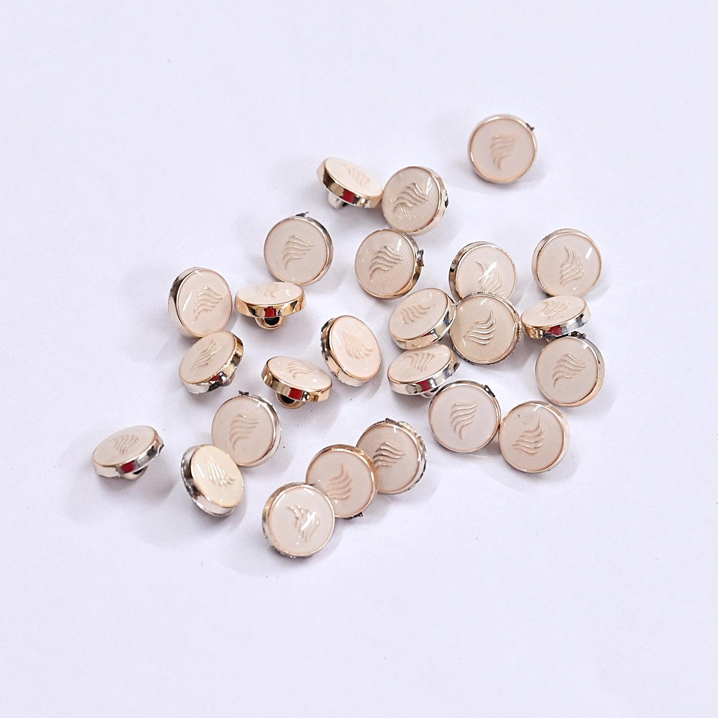 Indian Golden Buttons Set of 24, 10mm Small Single Hole Buttons, Metal Shank Buttons for Shirts Jackets Sewing DIY Crafts