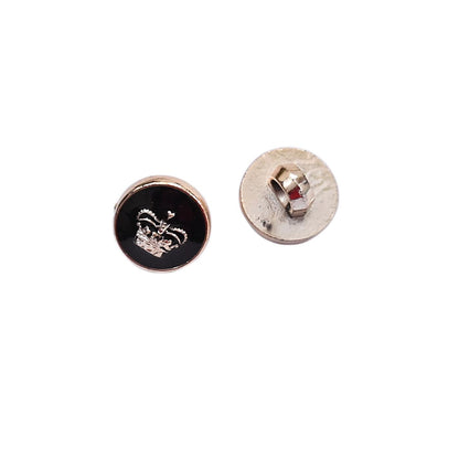 Indian Black & Golden Buttons Set of 24, 10mm Small Single Hole Buttons, Metal Shank Buttons for Shirts Jackets Sewing DIY Crafts