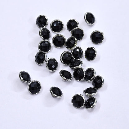 Silver & Black Crystal Shank Buttons Set of 24, 10mm Rhinestone Buttons, Decorative Sewing Buttons for Shirts Jackets DIY Craft Supplies