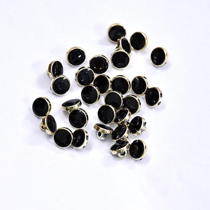 Indian Black & Golden Buttons Set of 24, 10mm Small Single Hole Buttons, Metal Shank Buttons for Shirts Jackets Sewing DIY Crafts