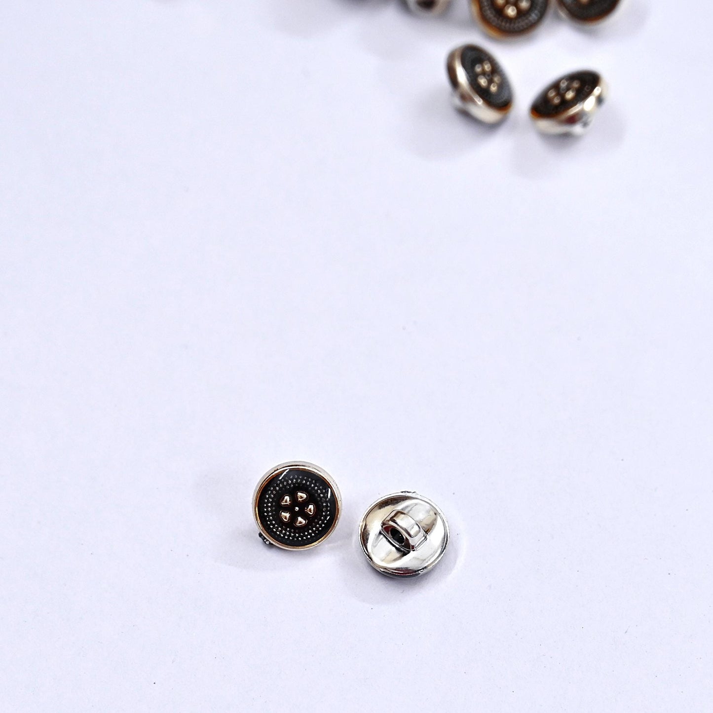 Indian Black & Golden Buttons Set of 24, 10mm Small Single Hole Buttons, Metal Shank Buttons for Shirts Jackets Sewing DIY Crafts