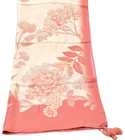 Indian Vintage Peach & Ivory Dupatta Long Stole Pure silk Printed Dupatta Veil Scarves soft Boho Wrap Dressmaking