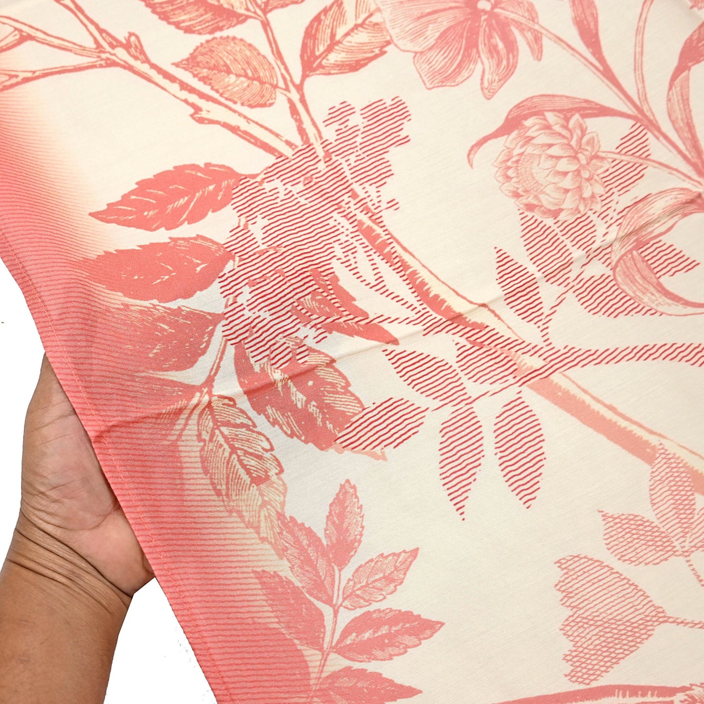 Indian Vintage Peach & Ivory Dupatta Long Stole Pure silk Printed Dupatta Veil Scarves soft Boho Wrap Dressmaking