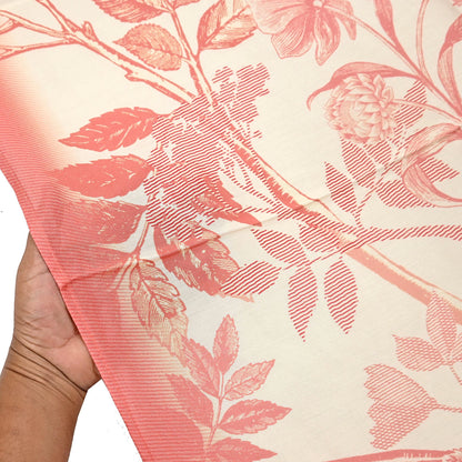 Indian Vintage Peach & Ivory Dupatta Long Stole Pure silk Printed Dupatta Veil Scarves soft Boho Wrap Dressmaking