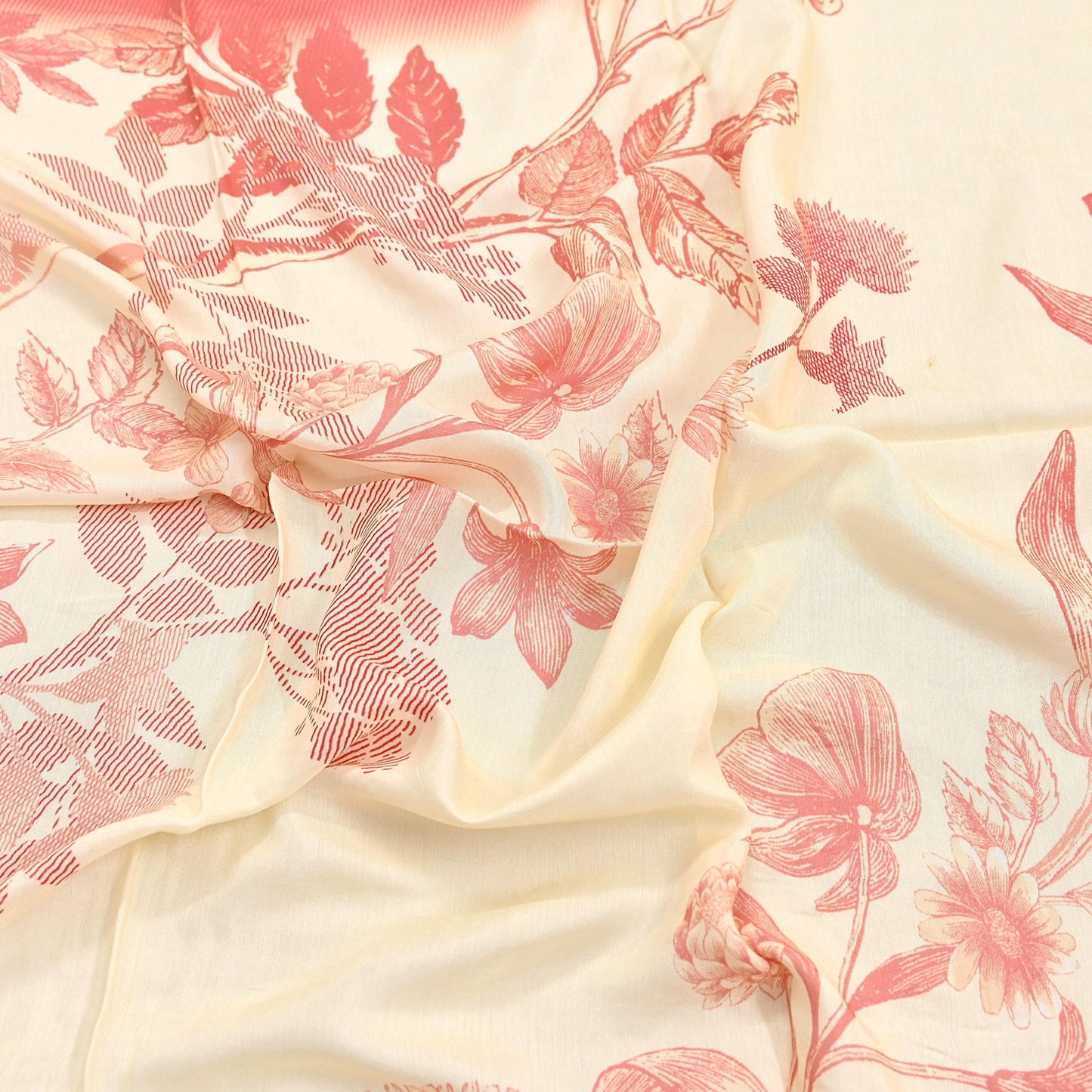 Indian Vintage Peach & Ivory Dupatta Long Stole Pure silk Printed Dupatta Veil Scarves soft Boho Wrap Dressmaking