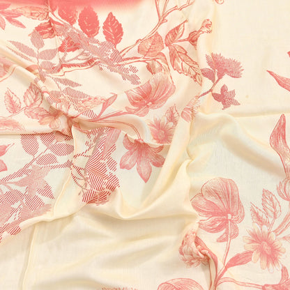Indian Vintage Peach & Ivory Dupatta Long Stole Pure silk Printed Dupatta Veil Scarves soft Boho Wrap Dressmaking